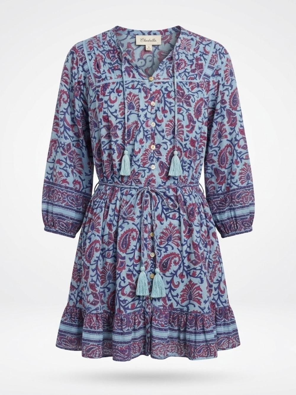 Cleobella Organic Cotton Boho Tassel Dress Size L Excellent Condition